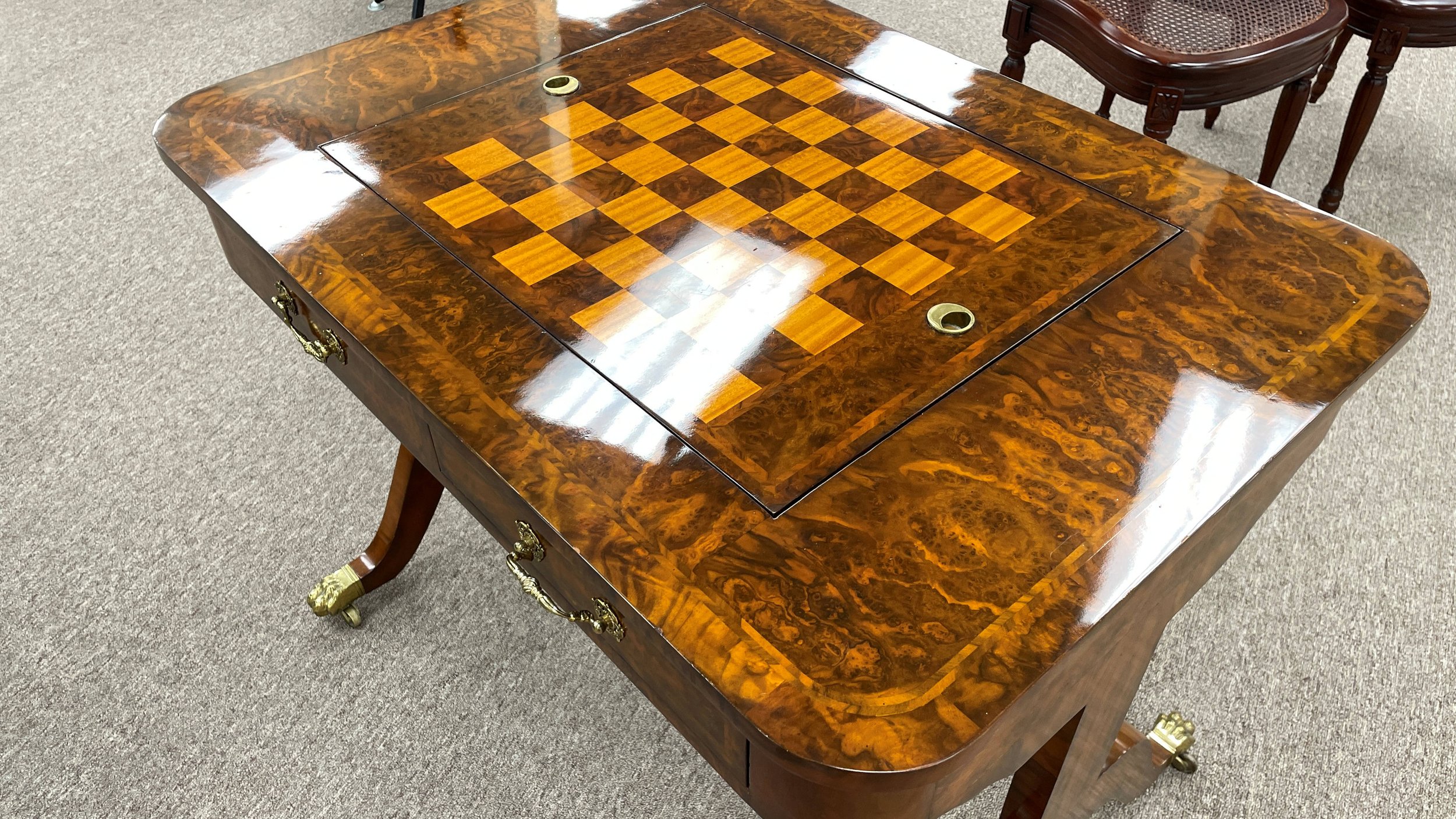 Encore Furniture Gallery-Maitland Smith Mahogany Game Table with 2